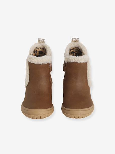Girls' faux fur lined synthetic boots camel 