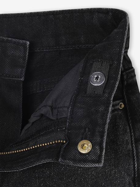 Wide-Leg Jeans with Turn-Ups for Girls black denim 