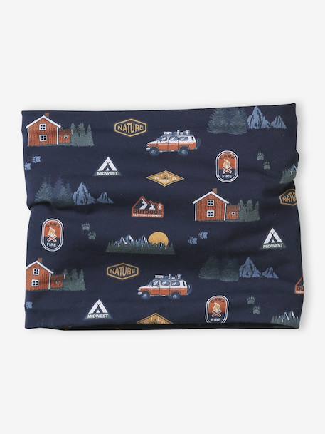 Boy's beanie + snood set 'Nature' navy blue 