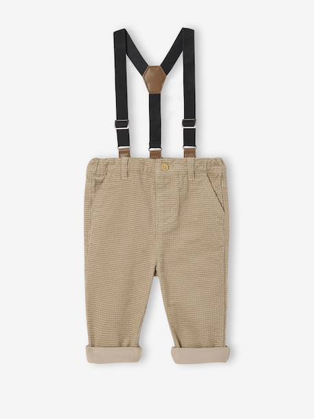 Corduroy Trousers with Removable Braces, for Babies beige 