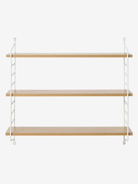 Wired metal wall shelf, wood effect shelf white 