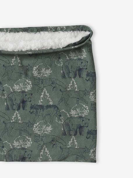 Boy's printed snood with sherpa lining sage green 