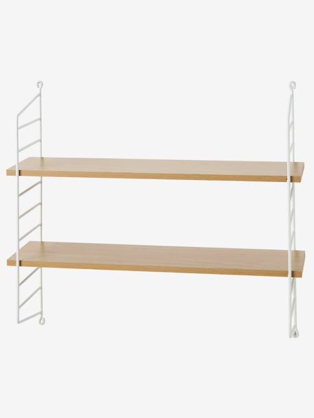 Wired metal wall shelf, wood effect shelf white 