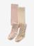 Pack of 2 girls' baby tights with all-over leopard print and leopard head on the top of the feet. rosy 