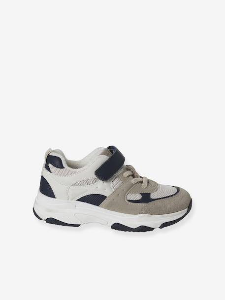 Trainers with elasticated laces and hook and loop fasteners for children, nursery collection ecru 