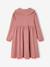Fancy collared knitted dress for girls blush+navy blue 