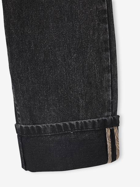 Wide-Leg Jeans with Turn-Ups for Girls black denim 