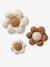 Set of 3 velvet flowers beige 