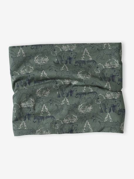 Boy's printed snood with sherpa lining sage green 