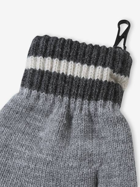 Boys' beanie + snood + gloves 'Mountains' set marl grey+night blue 