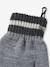 Boys' beanie + snood + gloves 'Mountains' set marl grey+night blue 
