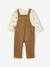 Velvet dungaree set + T-shirt for babies caramel 