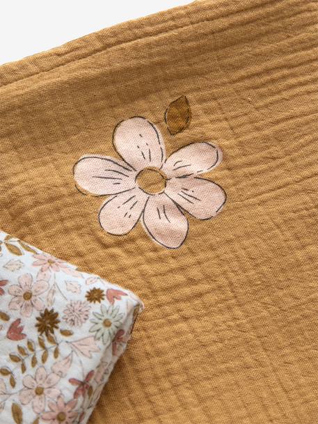 Pack of 3 FLORA Muslin Squares in Cotton Gauze caramel 