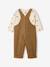 Velvet dungaree set + T-shirt for babies caramel 