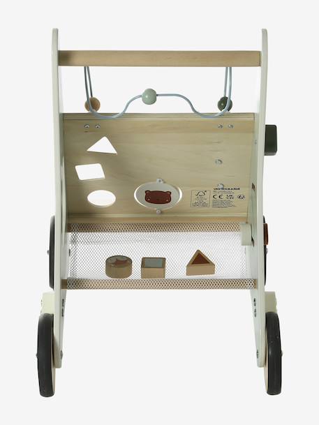 Baby Walker in FSC®100% Wood with Brakes, GREEN FOREST red+wood+yellow 