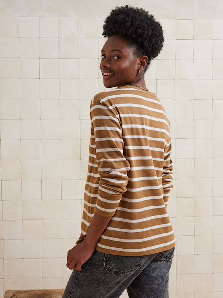 Crossover Top, Maternity & Nursing Special olive+Red Stripes+White Stripes 