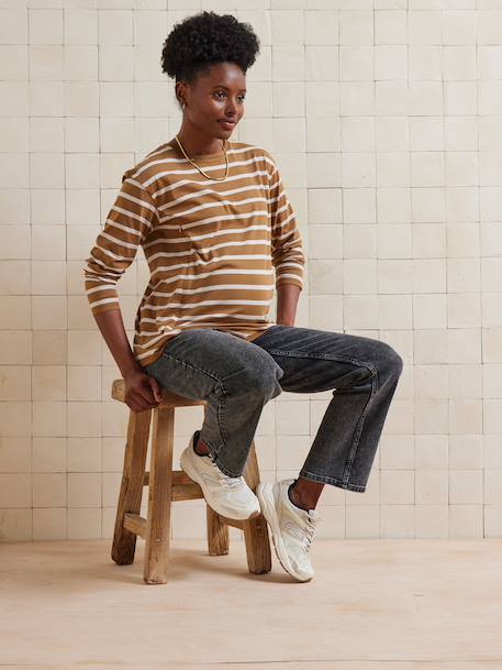 Crossover Top, Maternity & Nursing Special olive+Red Stripes+White Stripes 