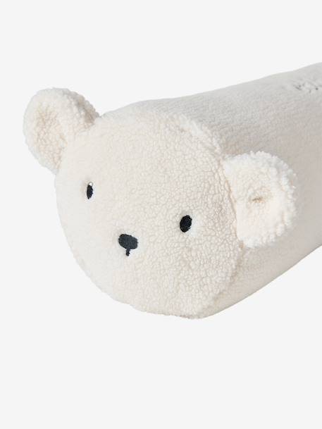 Sherpa Bolster Cushion with Bear Motif ecru 