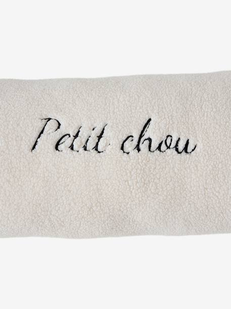 Sherpa Bolster Cushion with Bear Motif ecru 