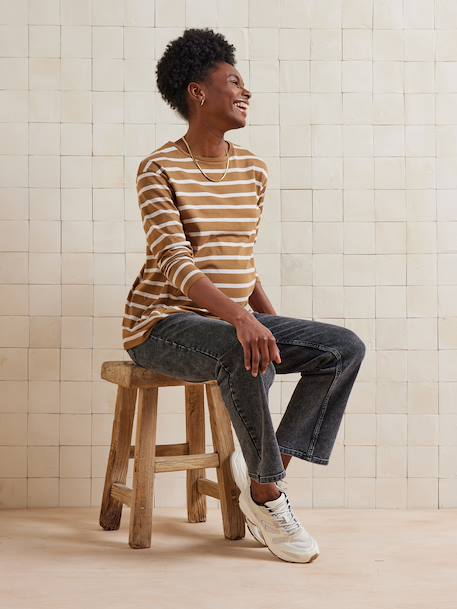 Crossover Top, Maternity & Nursing Special olive+Red Stripes+White Stripes 