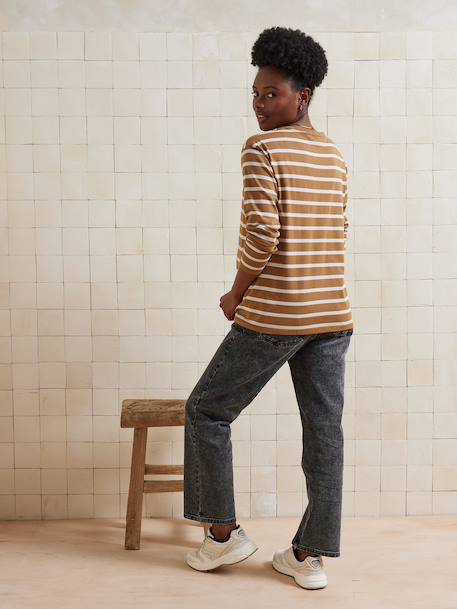 Crossover Top, Maternity & Nursing Special olive+Red Stripes+White Stripes 