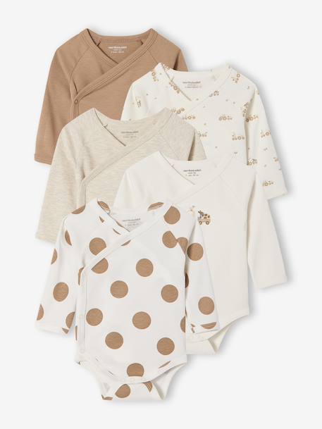 Pack of 5 Bodysuits with Cutaway Shoulders for Newborns hazel 