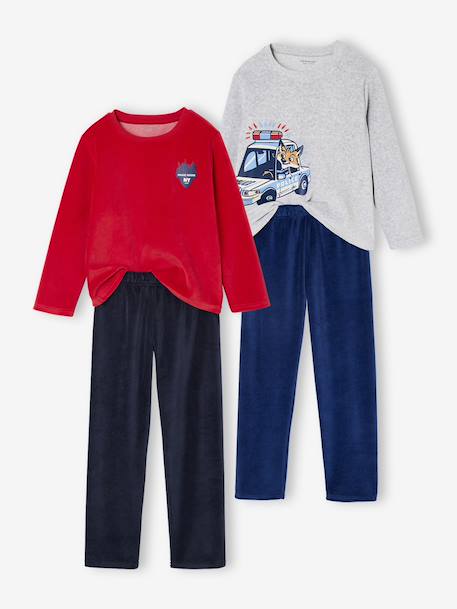 Pack of 2 'Police' Velour Pyjamas for Boys navy blue 