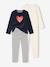 Pack of 2 Heart Print Velour Pyjamas for Girls ecru 