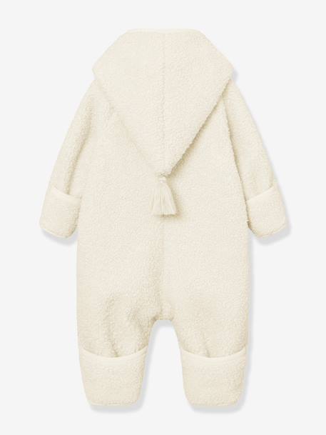 Pramsuit in teddy fleece MATADEL for babies by MINI A TURE ecru 