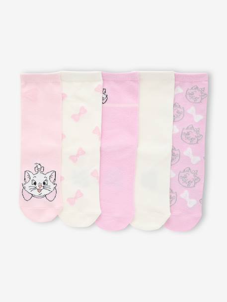 Pack of 5 pairs of DISNEY ANIMALS Marie the Aristocats girls' socks rose 