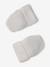 Set of beanie, mittens and slippers in organic cotton and its customisable pouch ecru+marl beige+rose 