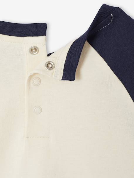 Long-sleeved baby t-shirt with placement print on the front curry yellow+navy blue 