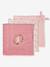 Pack of 3 muslin squares in cotton gauze ENCHANTED RABBIT set pink 