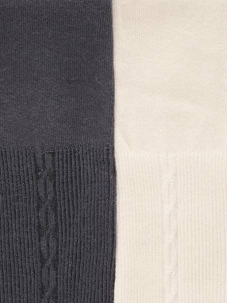 Pack of 2 Girls' Cable Knit Tights anthracite 