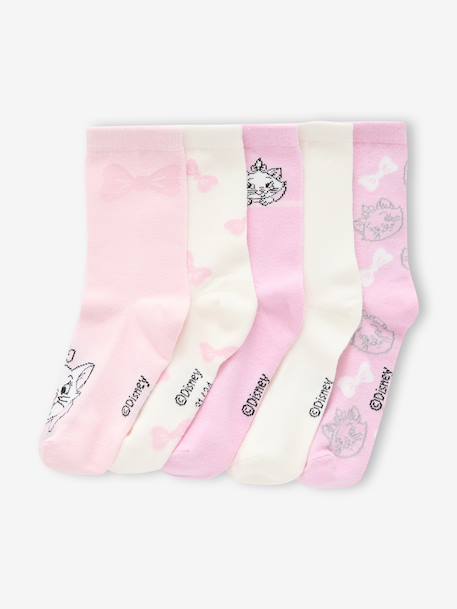 Pack of 5 pairs of DISNEY ANIMALS Marie the Aristocats girls' socks rose 