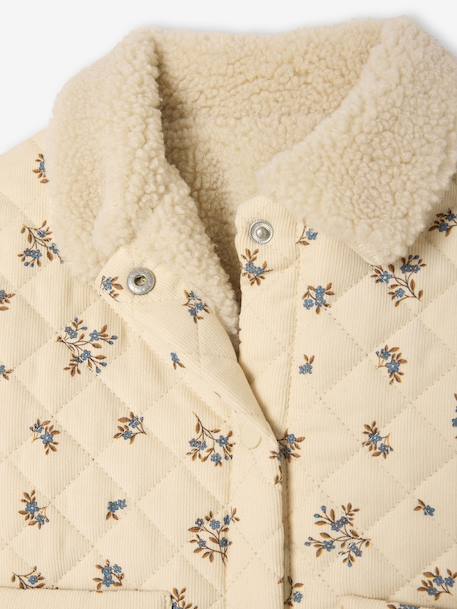 Quilted baby jacket in printed velvet vanilla 