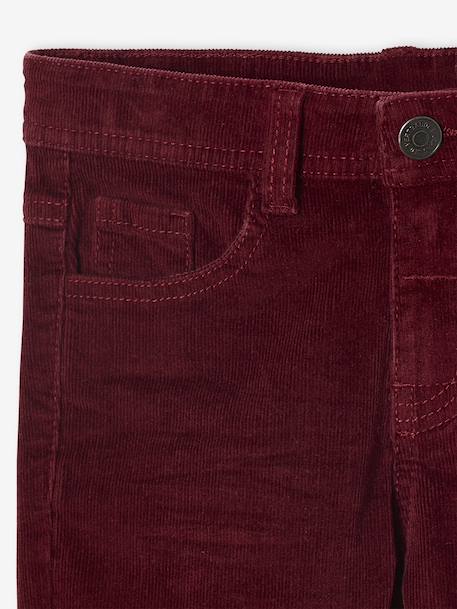 Slim Leg Corduroy Trousers for Boys bordeaux red+Tan 