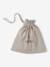 Set of beanie, mittens and slippers in organic cotton and its customisable pouch ecru+marl beige+rose 