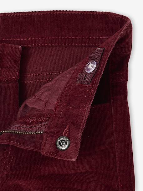 Slim Leg Corduroy Trousers for Boys bordeaux red+Tan 