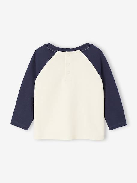 Long-sleeved baby t-shirt with placement print on the front curry yellow+navy blue 