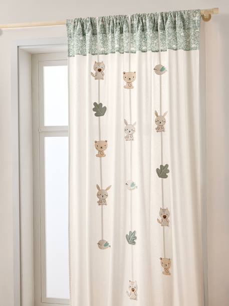 Dim-Out Curtain with Garland, In The Woods sage green 