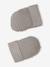Set of beanie, mittens and slippers in organic cotton and its customisable pouch ecru+marl beige+rose 