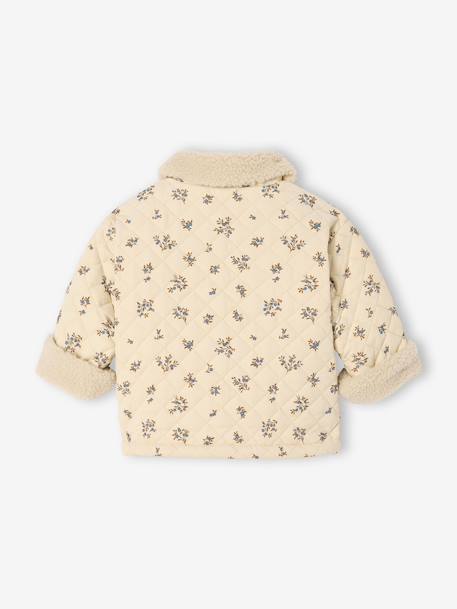 Quilted baby jacket in printed velvet vanilla 
