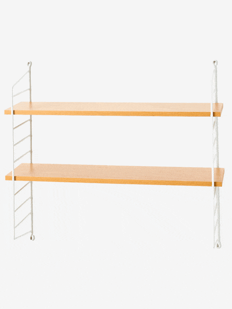Wired metal wall shelf, wood effect shelf white 