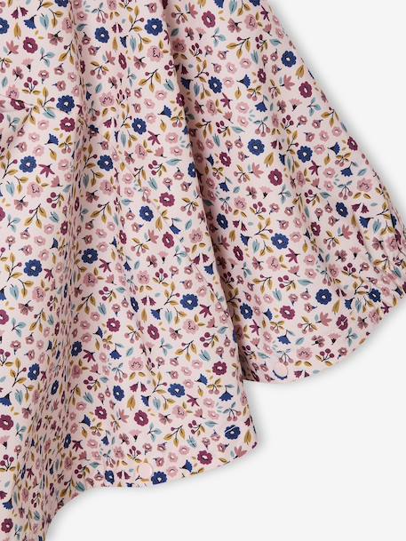 Floral Print Hooded Rain Poncho for Girls, LILIBETH pale pink+rose 