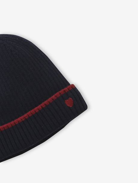 Ribbed Knit Beanie for Girls, JONEN navy blue 