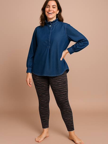 Zebra print leggings for women, ENVIE DE FRAISE mother-daughter capsule collection chocolate 
