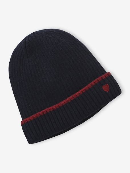 Ribbed Knit Beanie for Girls, JONEN navy blue 