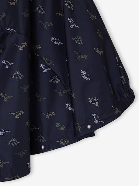 Hooded Rain Poncho with Dinosaur Print for Boys indigo+khaki 