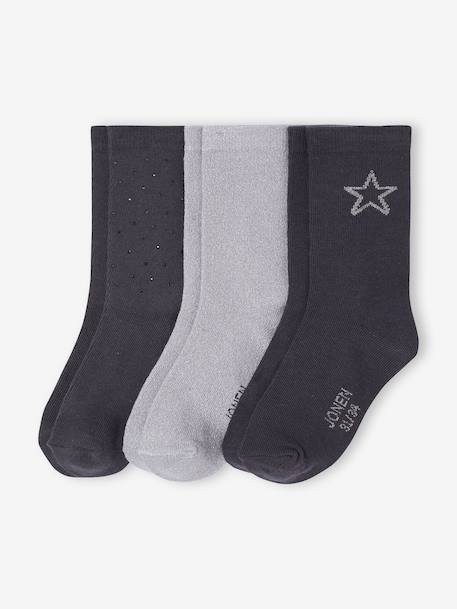 Pack of 3 pairs of JONEN girls' socks anthracite 